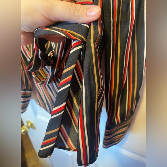 INC International Concepts Striped Twist Front Blouse Black Multi L - Picture 5 of 9